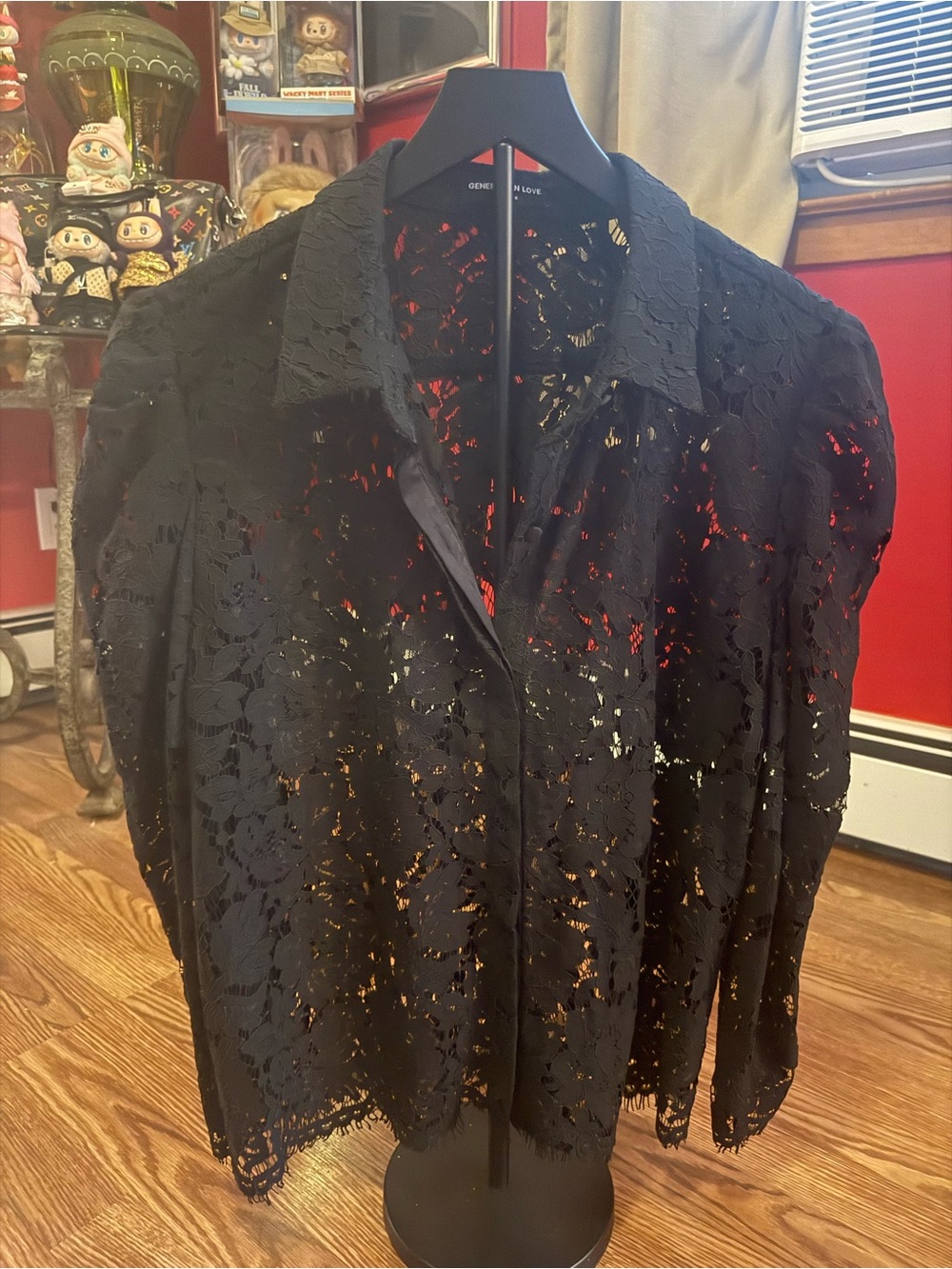Generation Love Black Lace Button-Front Blazer